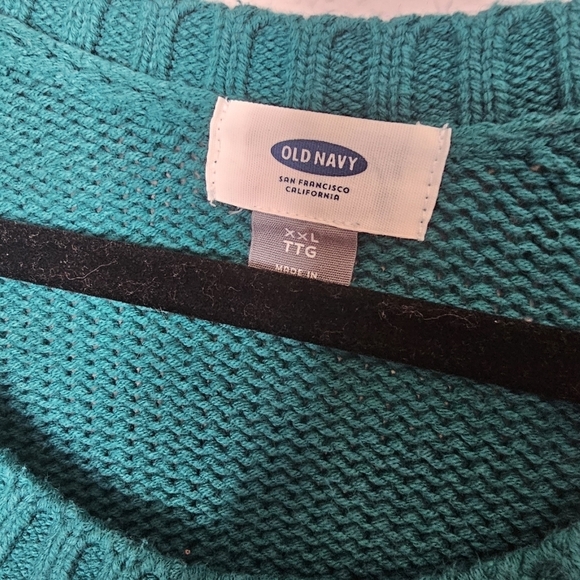 Old Navy Teal Green Cable Knit Sweater Women Size XXL - Picture 3 of 9